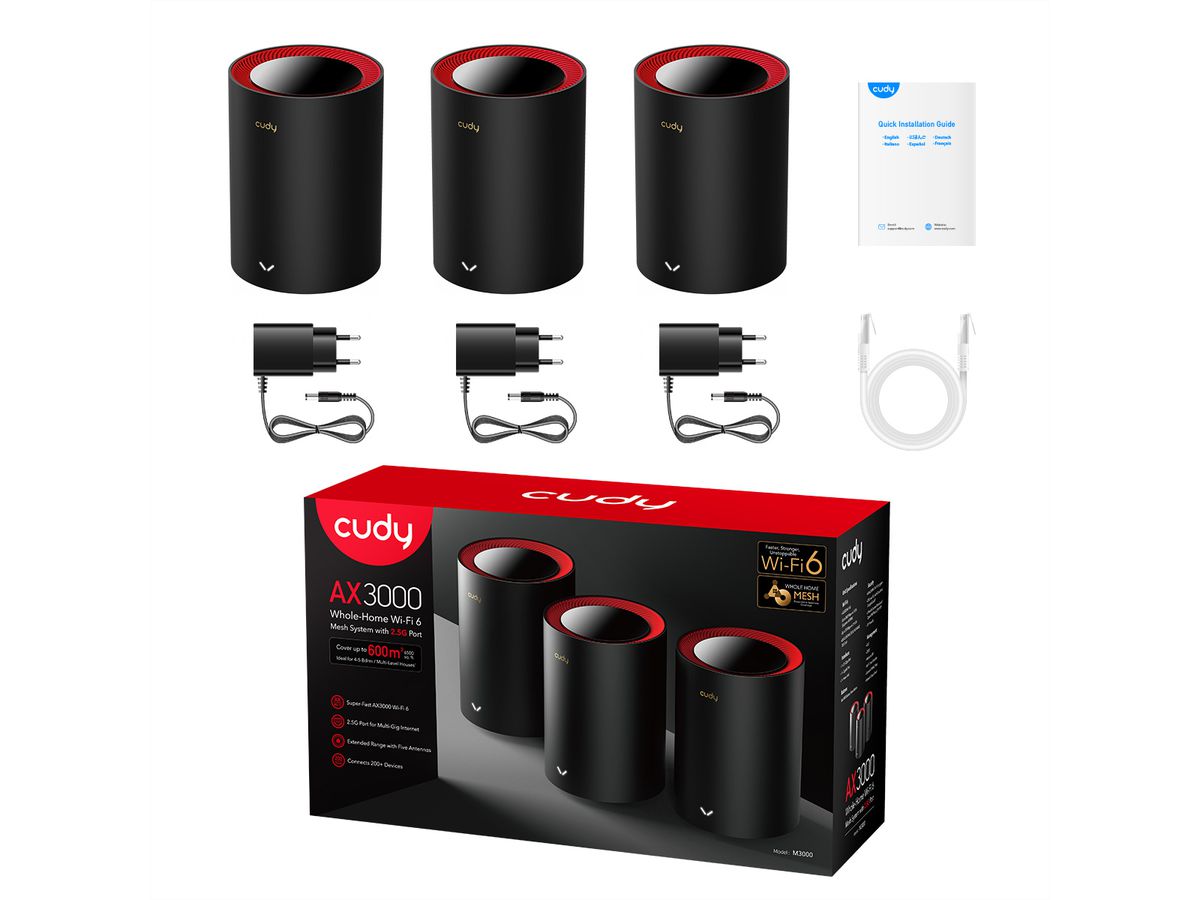 CUDY M3000 AX3000 Wi-Fi 6 Mesh  2.5G 3er-Pack