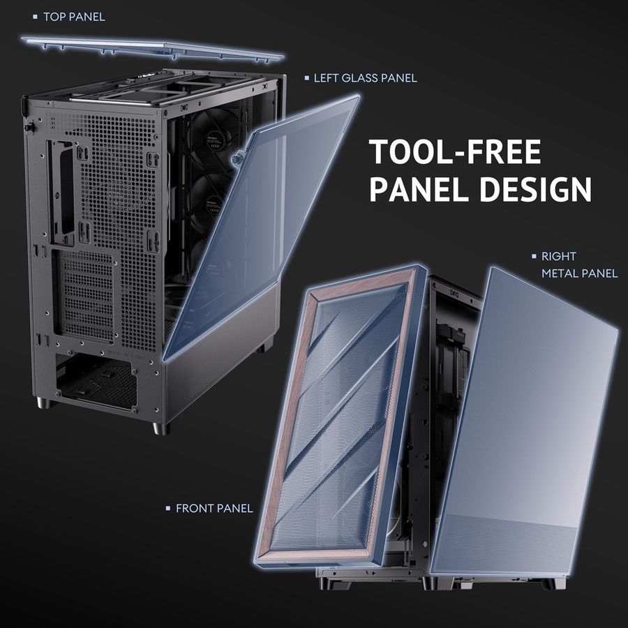 ANTEC FLUX PC Gehäuse Midi Tower Gaming ATX, schwarz