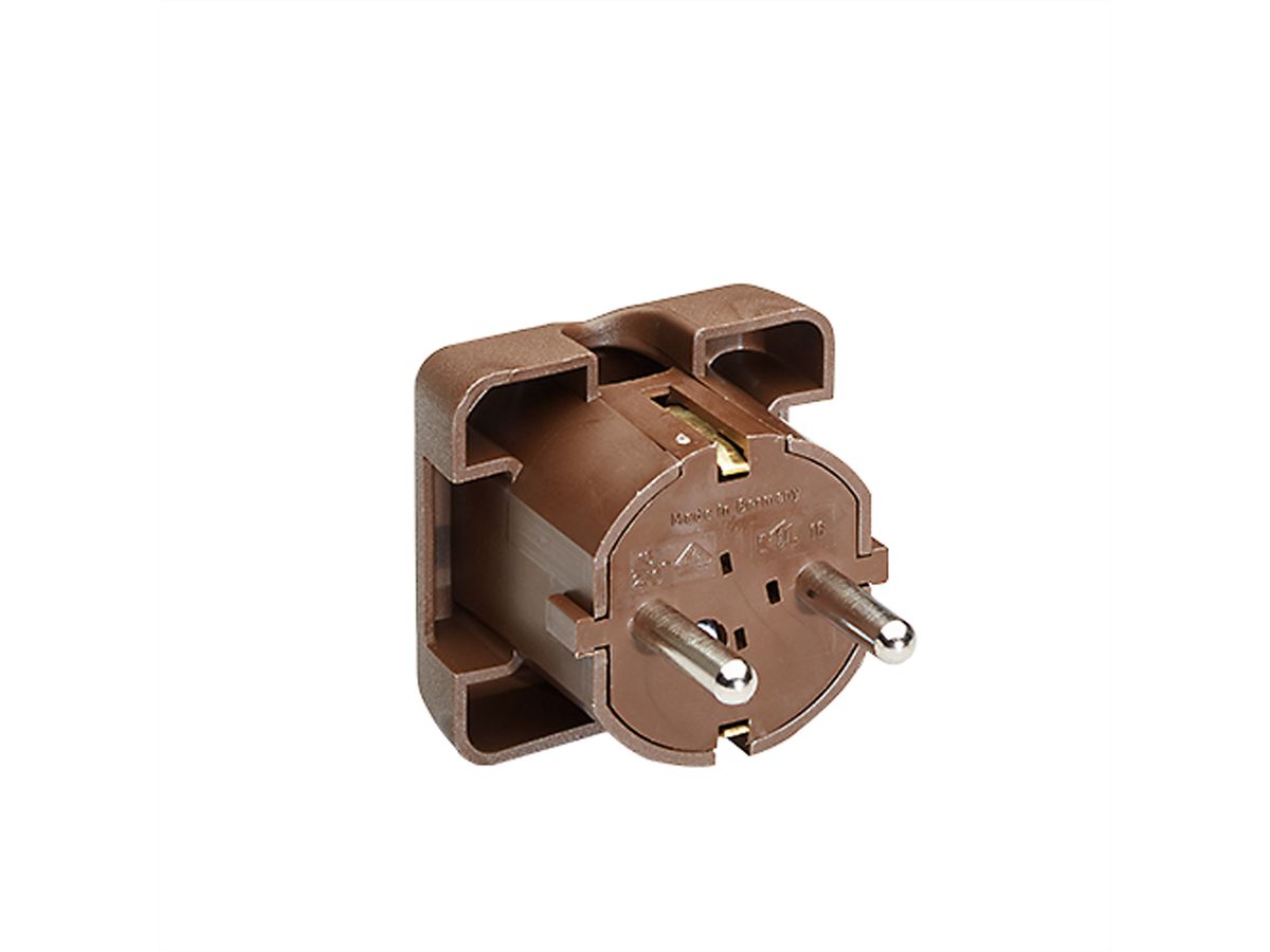 BACHMANN Schutzkontaktstecker, braun flache Ausführung, montierbar
