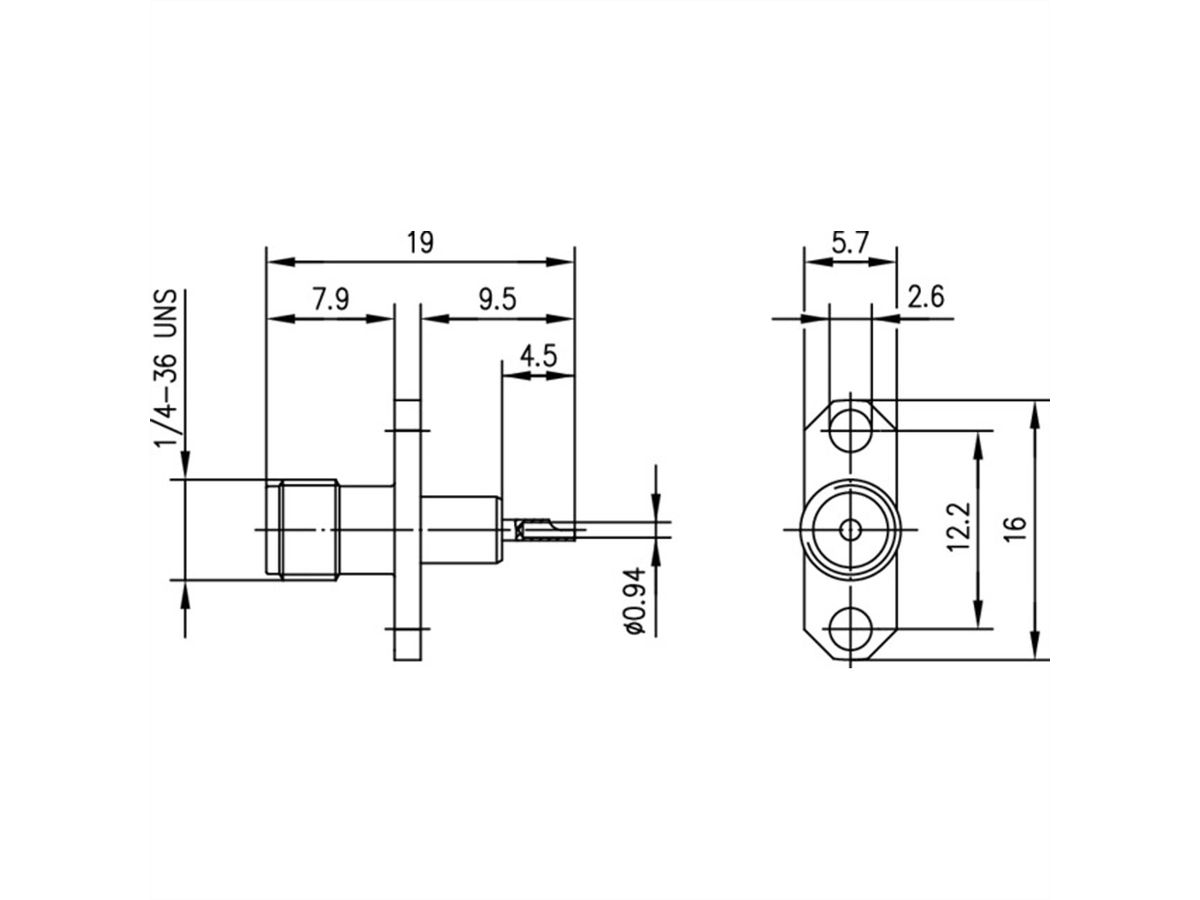 TELEGÄRTNER SMA-Einbaubuchse mit Flansch vergoldet