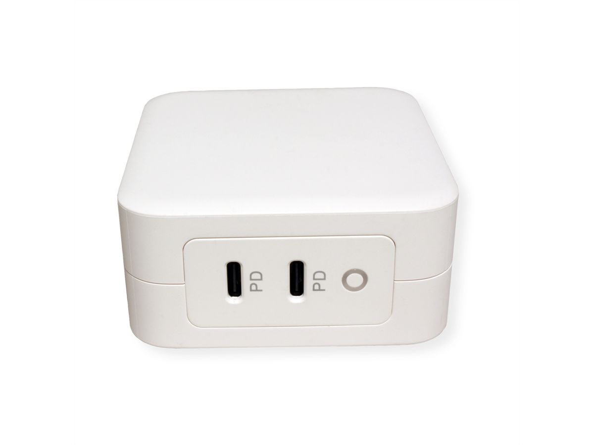 ROLINE USB Charger mit Euro-Stecker, 2 Port Typ-C (PD), GaN, 100W
