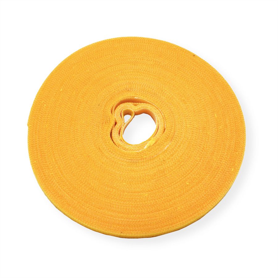 VALUE Klettband auf Rolle, 10mm, gelb, 25 m