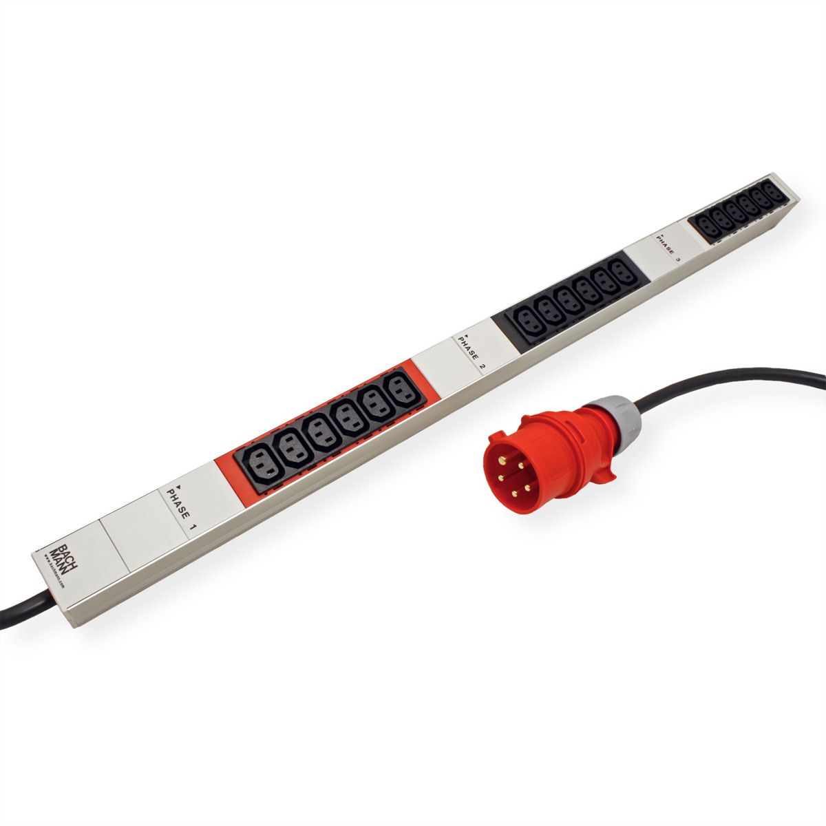 BACHMANN IT PDU ALU 1HE 18x C13, Anschlussstecker CEE 3L+N+PE 16A
