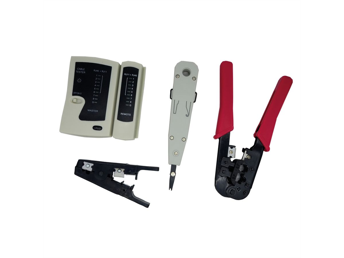 VALUE Netzwerk Werkzeug-Set, 4-teilig, mit Tasche