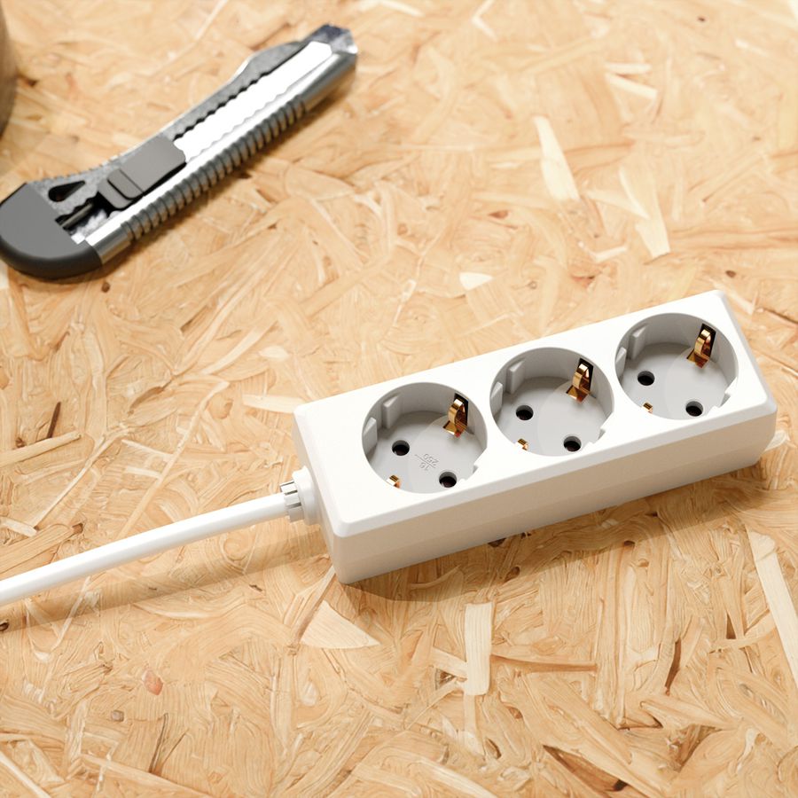 BACHMANN SELLY Steckdosenleiste 3x Schutzkontakt, Montagelaschen, weiß, 3 m