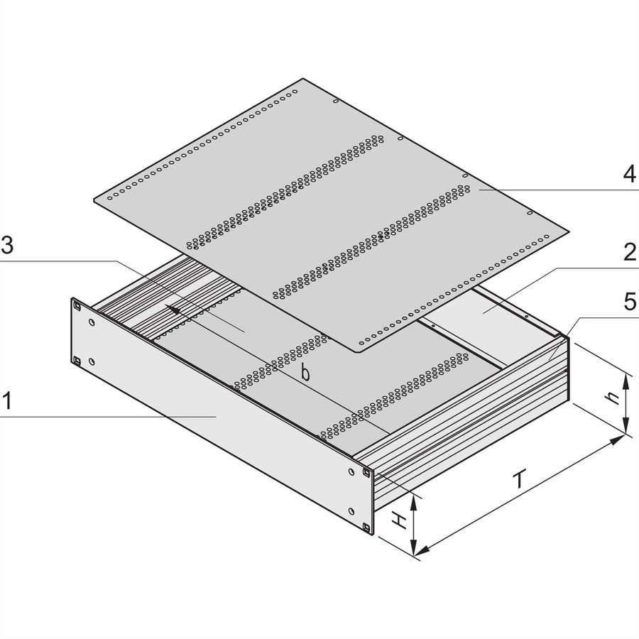 SCHROFF 19"-Kompletteinschub aus Aluminium, für den Ausbau mit Europakarten - MULTIPAC PRO 1HE 220T DBLKAA