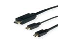 ROLINE USB Typ C - HDMI + USB C Adapterkabel, ST/ST, 1 m