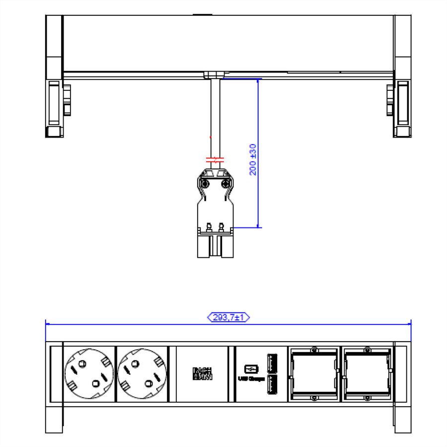 BACHMANN DESK2 2x Schutzkontakt 2x ABD 1x USB Charger GST18, weiß