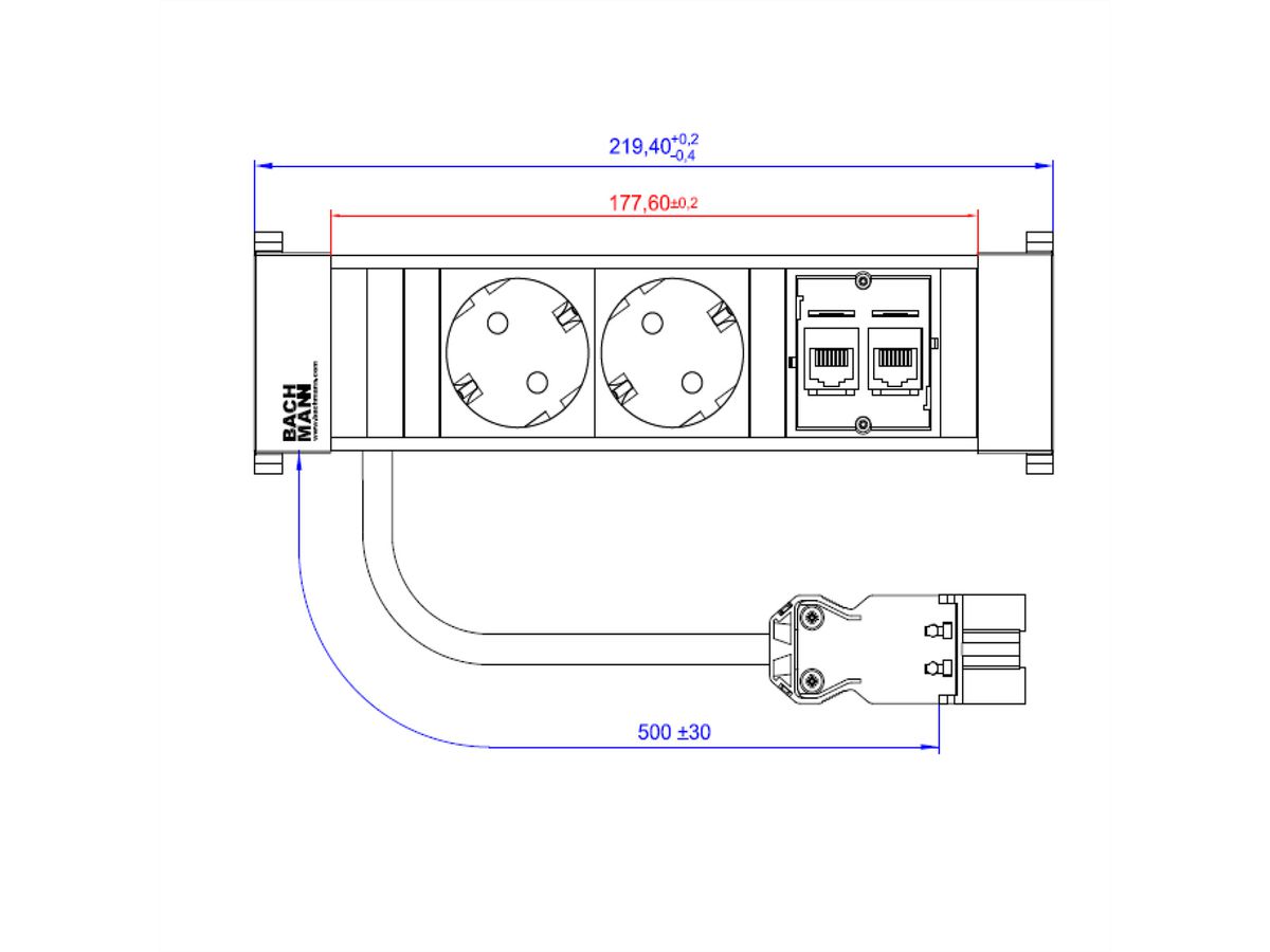 BACHMANN POWER FRAME Small 2x Schutzkontakt 2x CAT5e