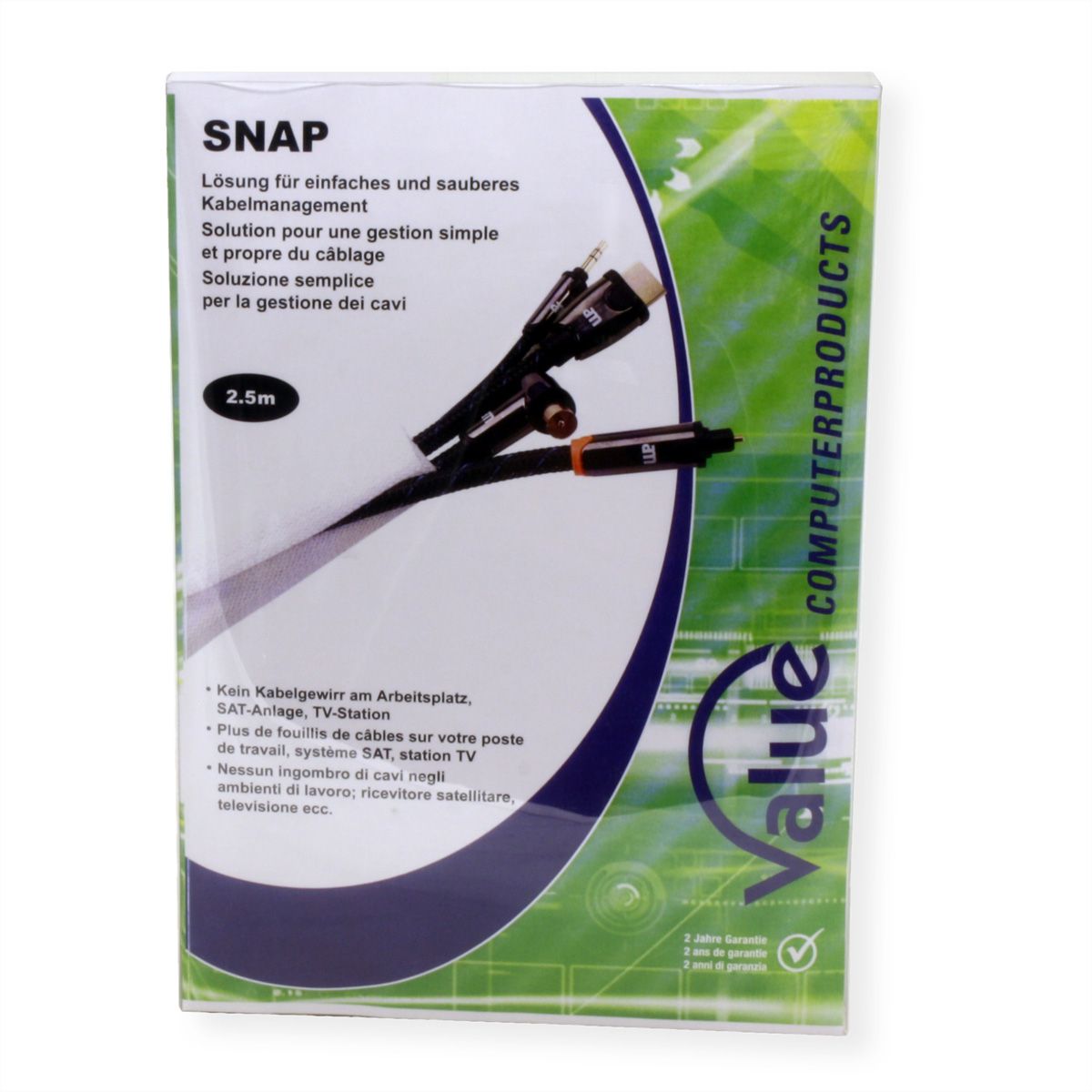VALUE Gewebeschlauch SNAP für Kabelbündelung, weiß, 2,5 m