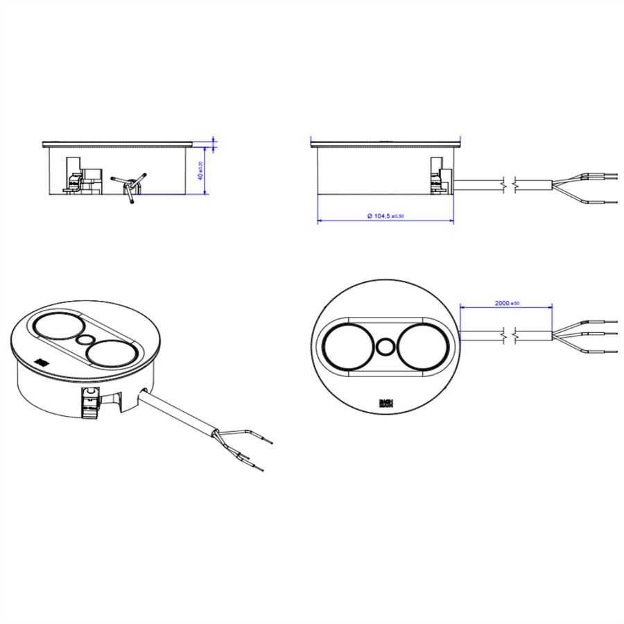 BACHMANN TWIST2 2xUTE 2,0m AEH RAL9005 30GE rund