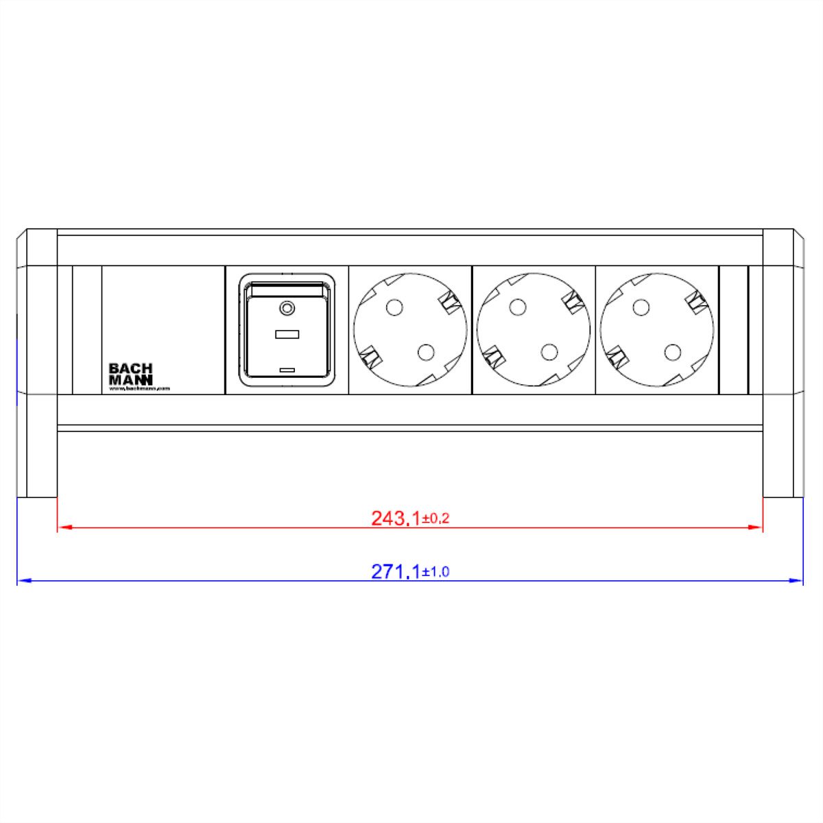 BACHMANN DESK 1xSchalter 3xCEE7/3