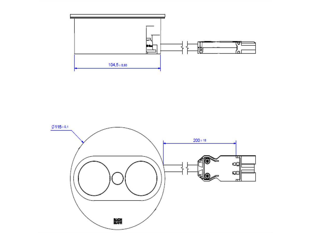 BACHMANN TWIST 2 1xCEE7/3 1xUSB A/C 22W 0,2m GST18 silber rund
