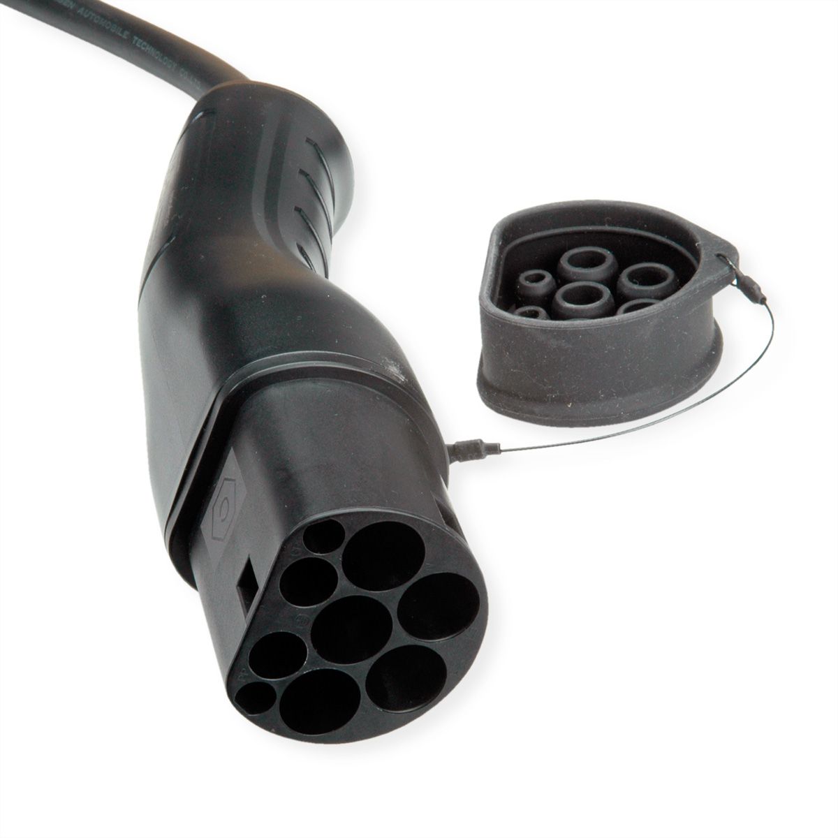 ROLINE E-Auto Spiral-Ladekabel Typ2, 1-phasig, 250VAC (1P+N+E), 32 A, 7,4 kW, max. 2m