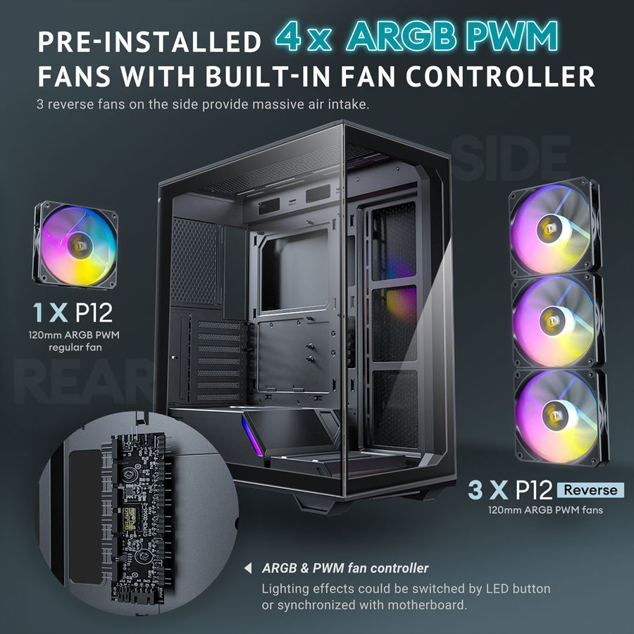 ANTEC Constellation C3 ARGB PC Gehäuse Midi Tower ATX, schwarz