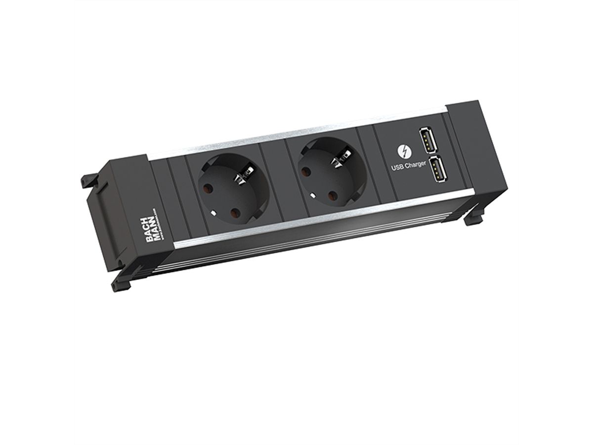 BACHMANN POWER FRAME 2xCEE7/3 USB Chargr, Strom 2,0m AEH