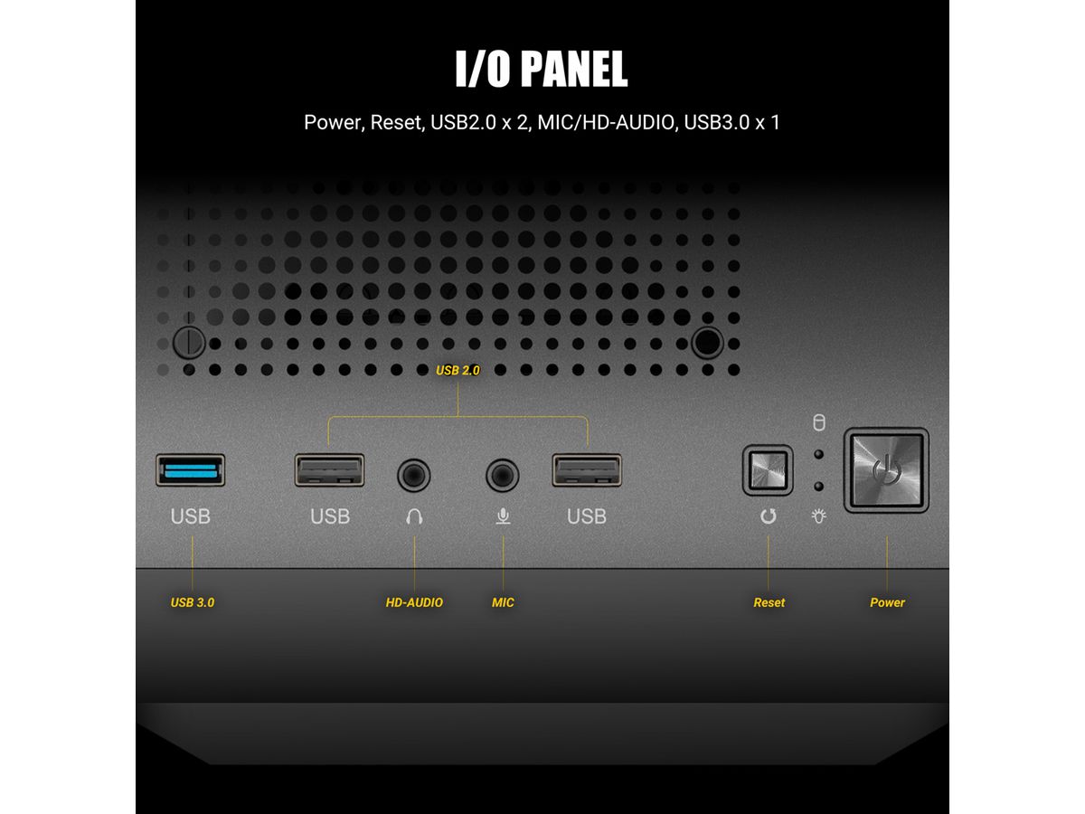 ANTEC AX20 PC Gehäuse Midi Tower Gaming Black ATX, schwarz