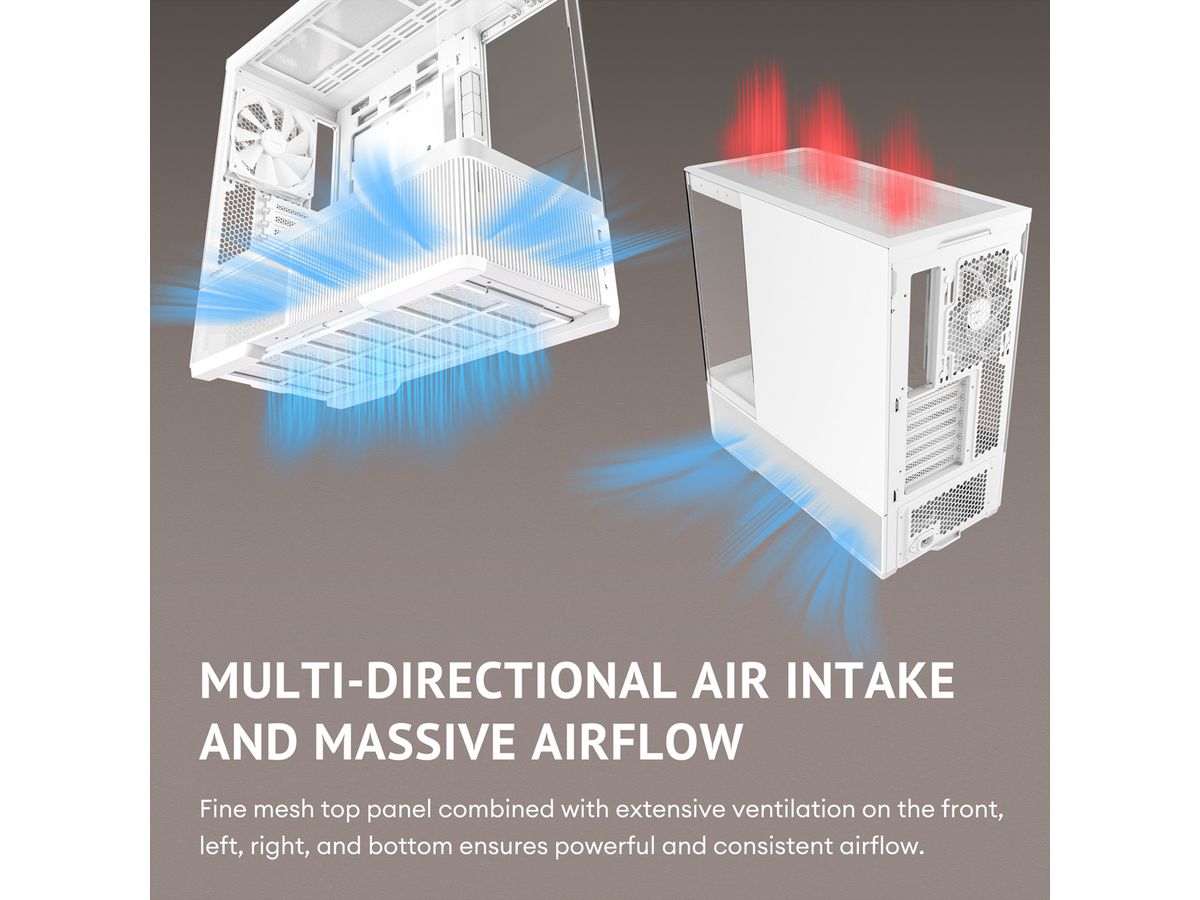 ANTEC Constellation C6 Curve Air White PC Gehäuse ATX Midi Tower, weiß