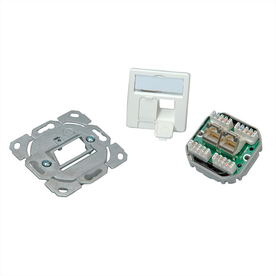 TELEGÄRTNER Dose AMJ45 UP/50 2x RJ-45 Cat.6 (Class E), alpinweiss