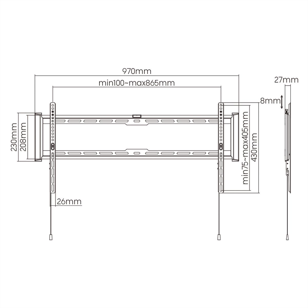 VALUE TV-Wandhalterung, fest, 43-90 Zoll, bis 75 kg