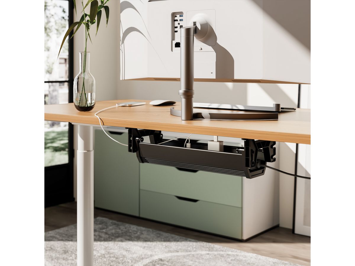 ROLINE Easy2Open Kabelkanal, Untertischmontage, schwarz, 44,9 cm