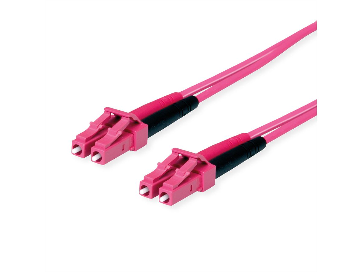 TELEGÄRTNER LWL Rangierkabel 2x G50/125 OM4, 1x LC Duplex - 1x LC Duplex, violett, 2 m
