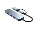 VALUE USB3.2 Gen1 Metall Hub, 4fach Typ A, (1x USB 3.2Gen1 + 3x USB 2.0), Typ A+C Anschlusskabel