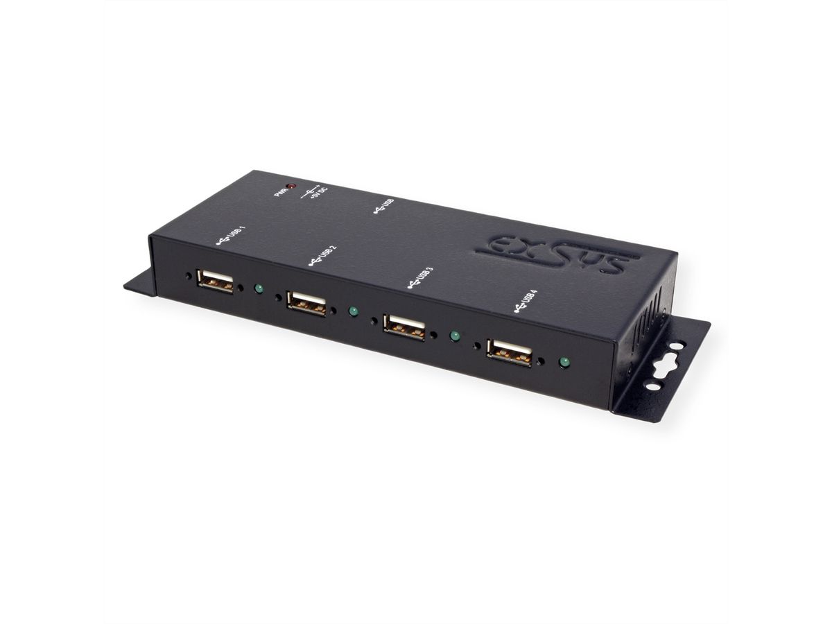 EXSYS EX-1166HMV 4 Port externer USB 2.0 Hub Metall verschraubbar