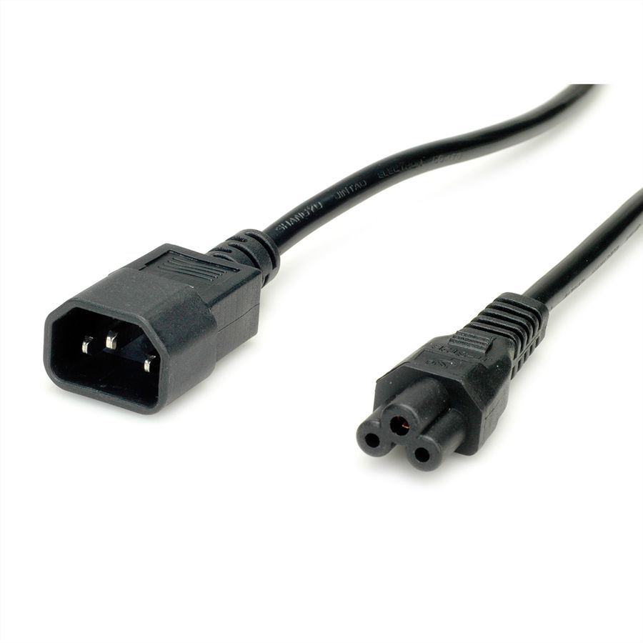 VALUE Netzkabel IEC320/C14 Stecker - C5 Buchse, schwarz, 1,8 m