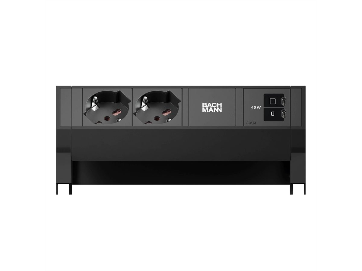 BACHMANN DESK2 2xP40 1xUSB C/C 45W, L=0,2m RAL9005