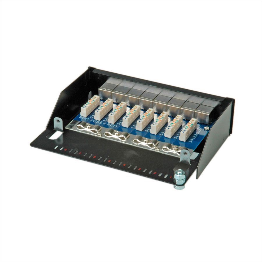 ROLINE Patchpanel, 8 Ports, Cat.5e (Class D), geschirmt, schwarz
