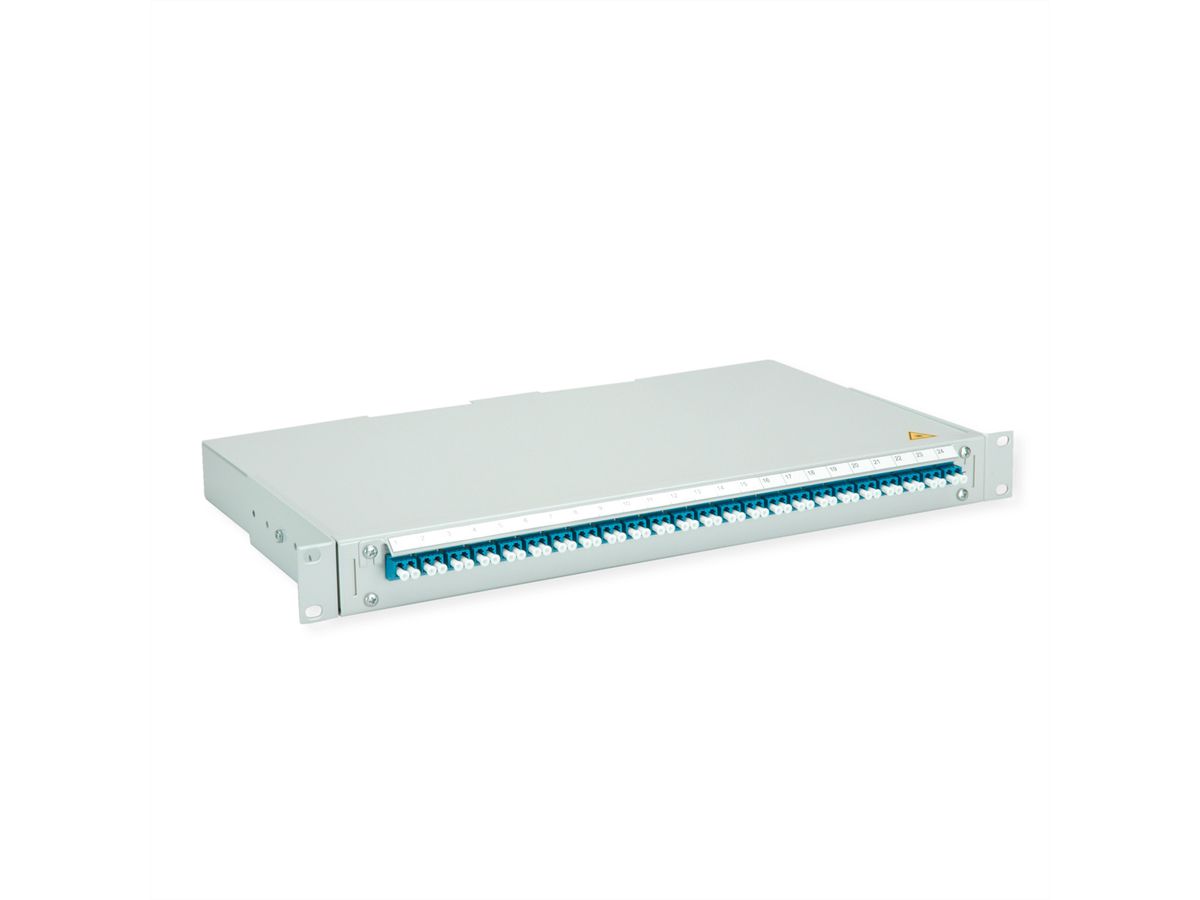 TELEGÄRTNER BASIS V LWL-Panel mit Kupplungen & Pigtails, 24x LC Duplex, blau, OS2 PC