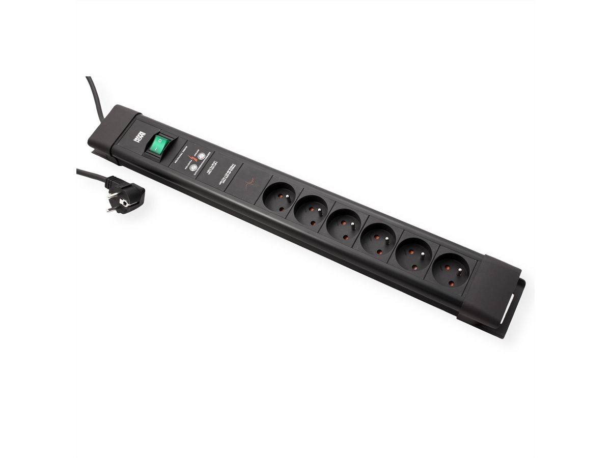 BACHMANN CONNECTUS 6xUTE, 1xGVS 1xSchalter 2,0m CEE7/7 Schwarz