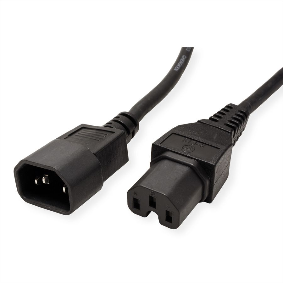 VALUE Netzkabel IEC320/C14 Stecker - C15 Buchse, H05RN-F, schwarz, 1,8 m