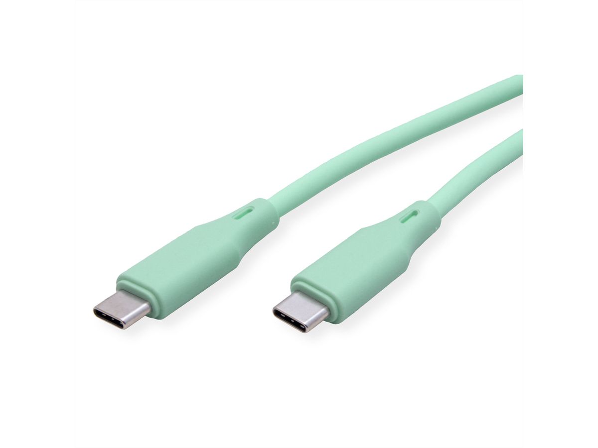 ROLINE USB 2.0 Kabel, Typ C-C, ST/ST, Silikon, 60W, grün, 1 m