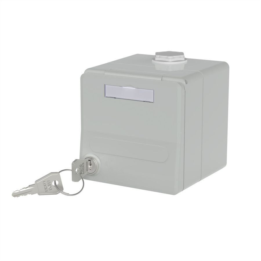 METZ CONNECT IP44 Modul-Aufputz-Gehäuse, Klappdeckel+Schloss, 2Ports unbestückt, grau