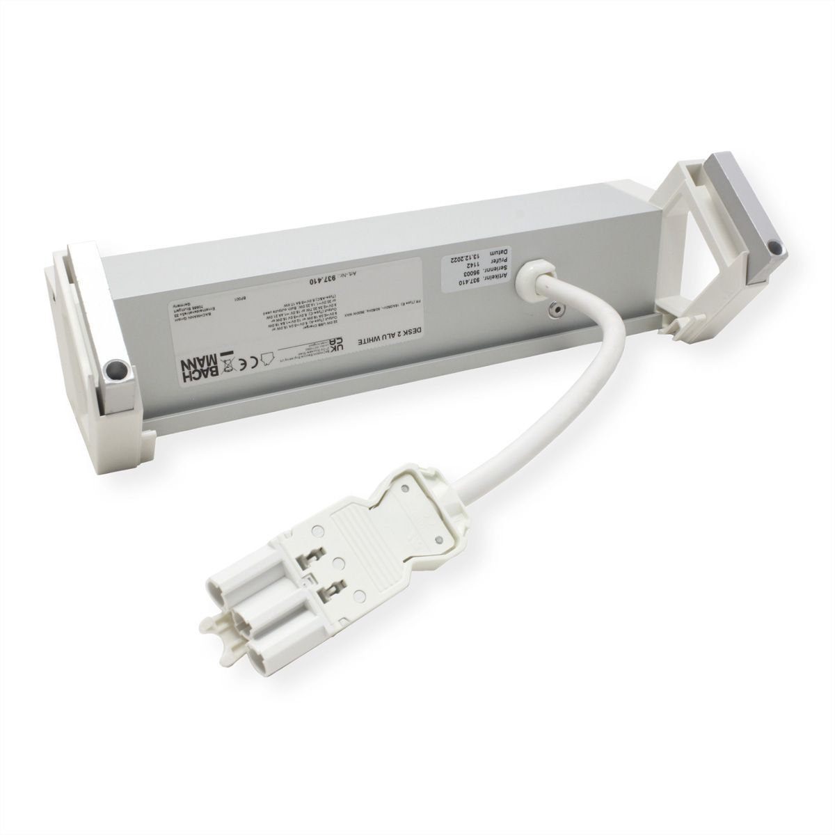 BACHMANN DESK2 ALU WHITE 2xUTE 1xUSB A/C 22W 1xSchalter 0,2m