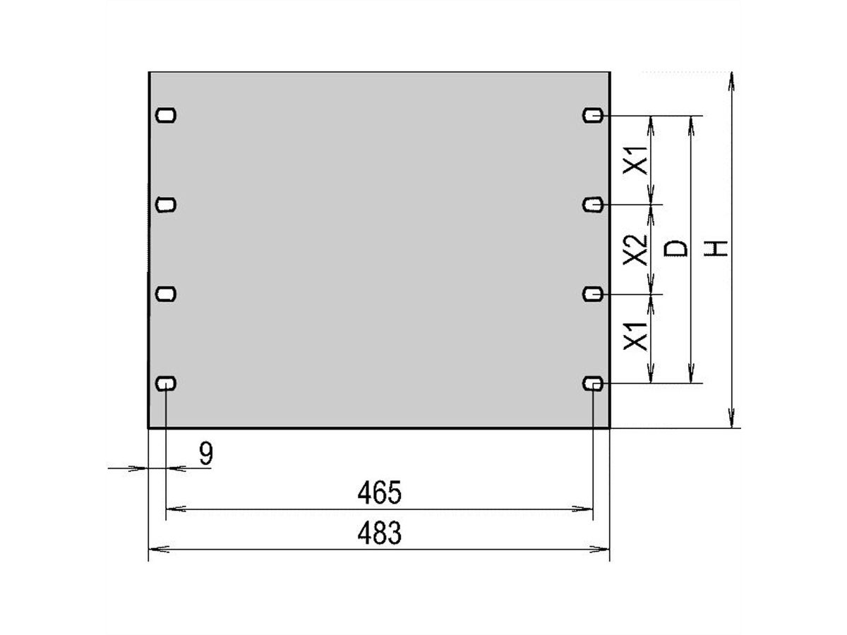 SCHROFF 19"-Blindblende 2 HE RAL 7021 schwarzgrau