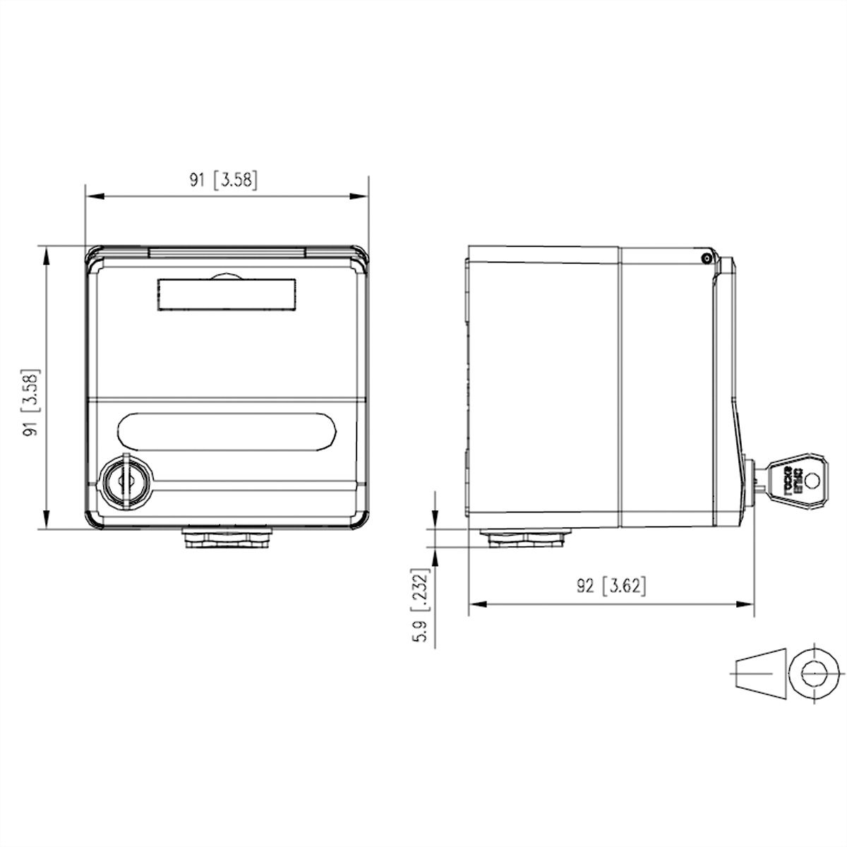 METZ CONNECT IP44 Modul-Aufputz-Gehäuse, Klappdeckel+Schloss, 2Ports unbestückt, grau