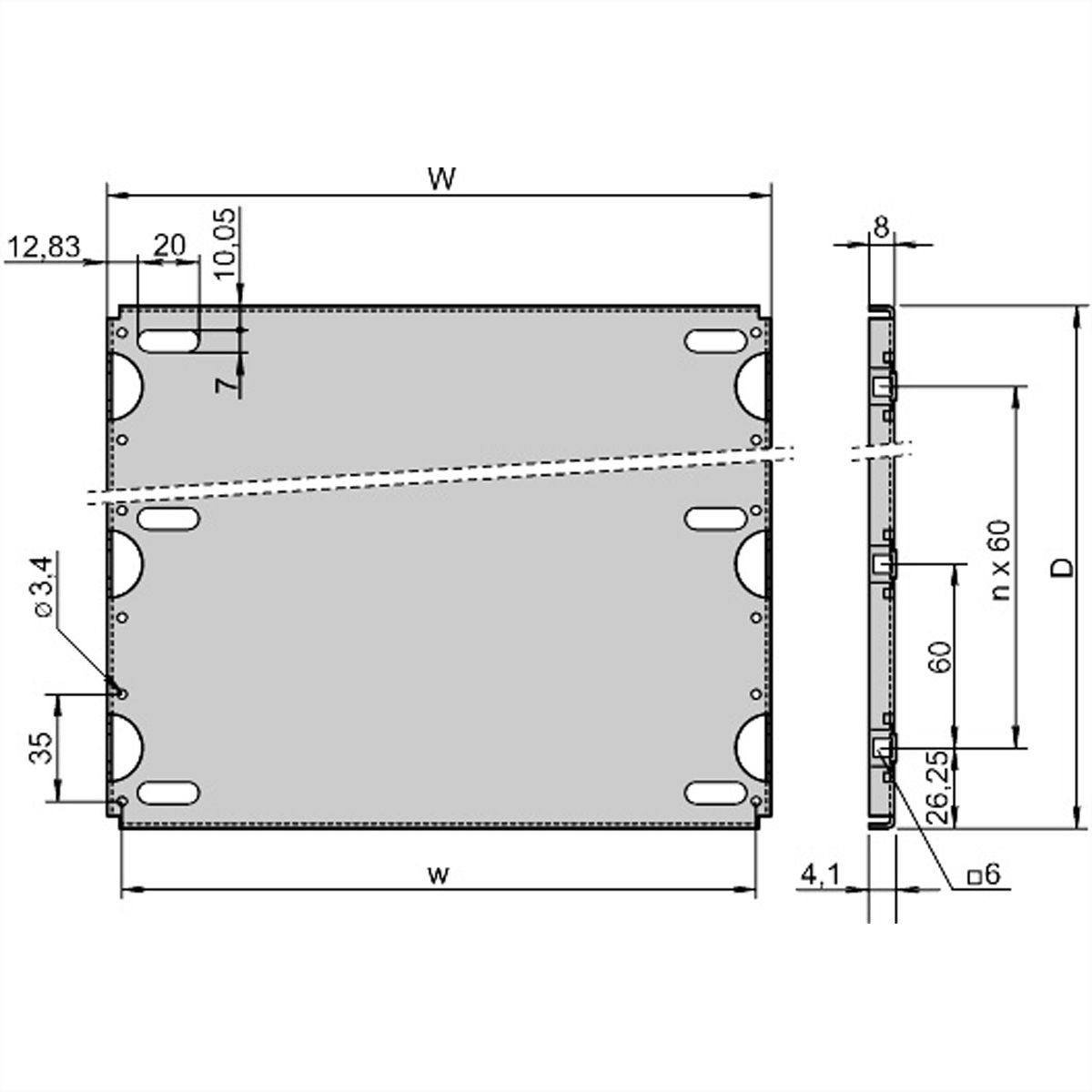 SCHROFF Montageplatte Standard - MONTAGEPLATTE 280T 63TE