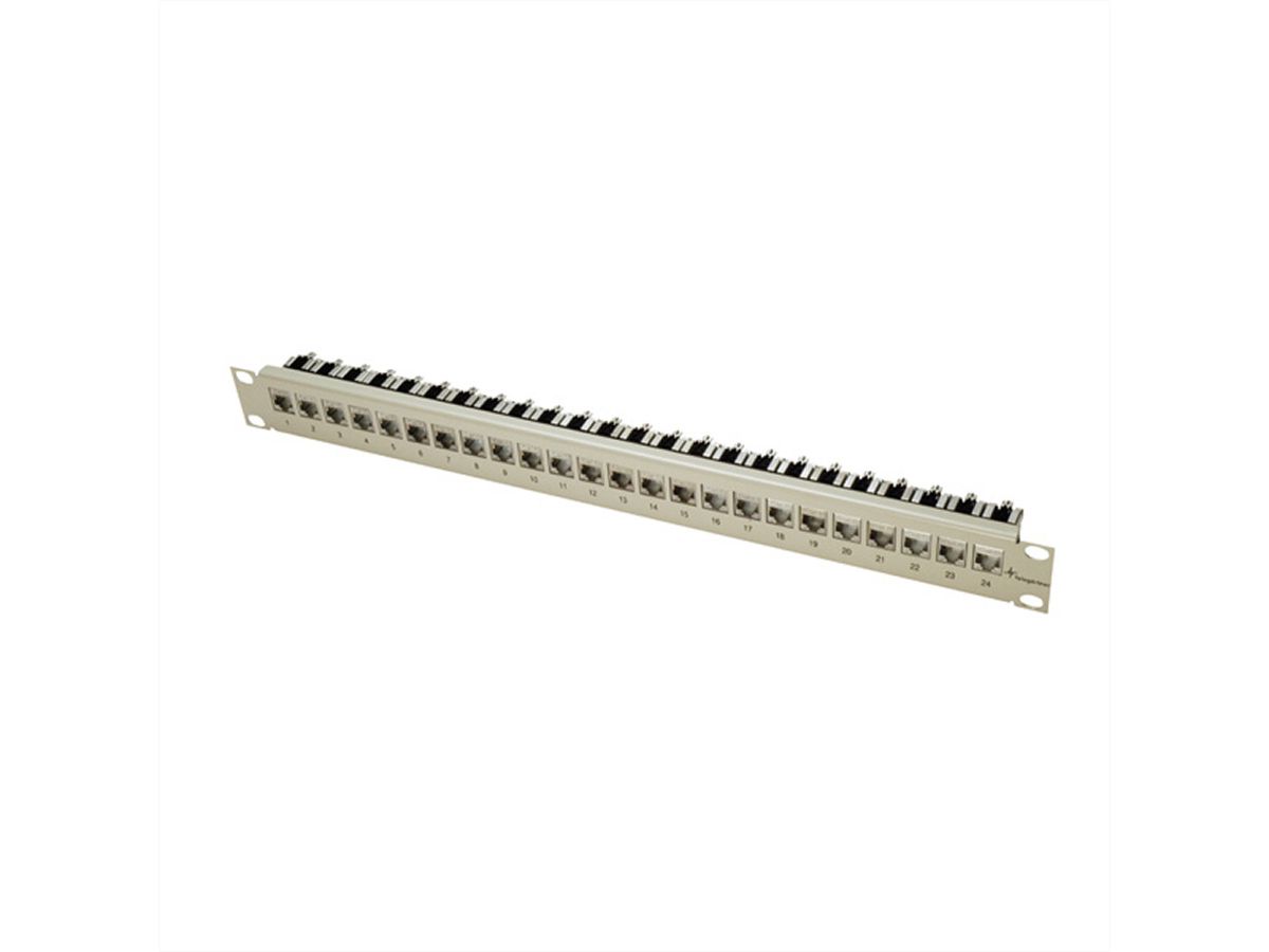 TELEGÄRTNER 19"-Modulträger 1 HE, mit 24 AMJ-Modulen Kat.6A (Class EA) (ISO/IEC), schwarz