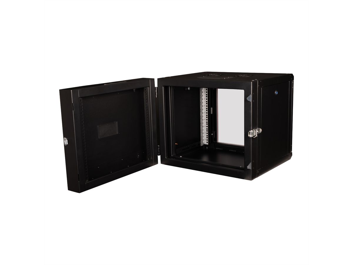 ROLINE 19-Zoll Wandgehäuse Pro 9 HE, 600x600 BxT zweiteilig schwenkbar schwarz