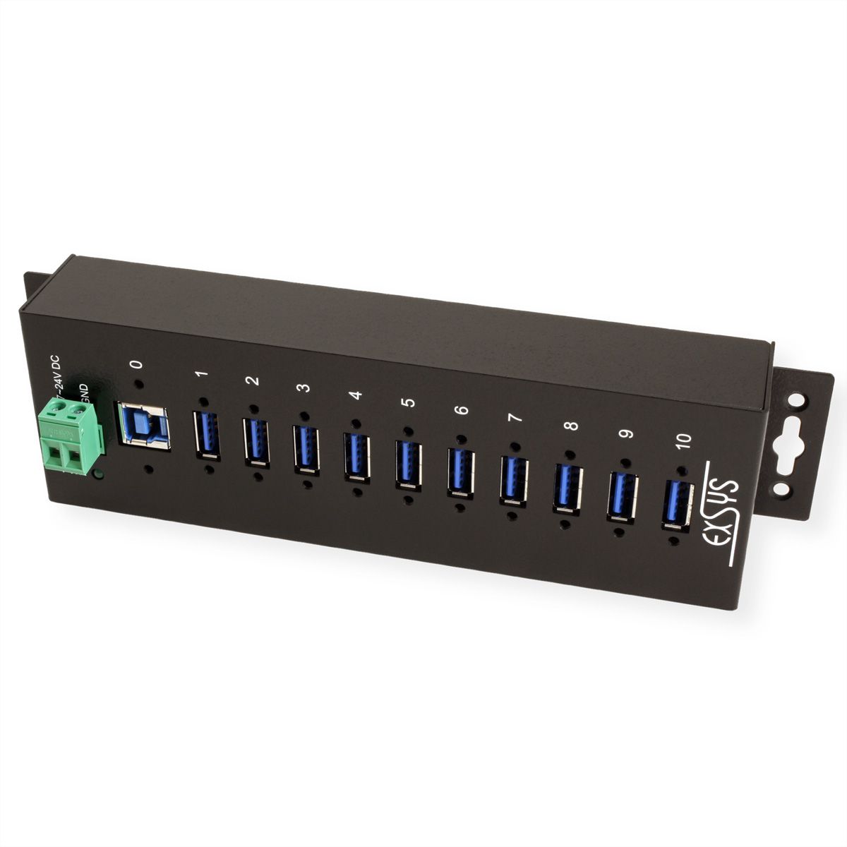 EXSYS EX-1110HMVS 10 Port USB 3.2 Gen1 HUB 15KV ESD Surge Protection Metallgehäuse