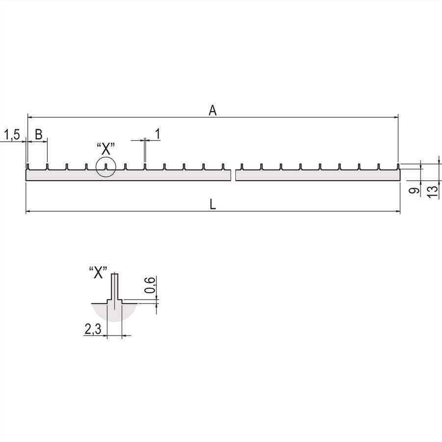 SCHROFF Leiterplatten-Stromschienen - LP-SCHIENE 1POL.3TE L342,3MM