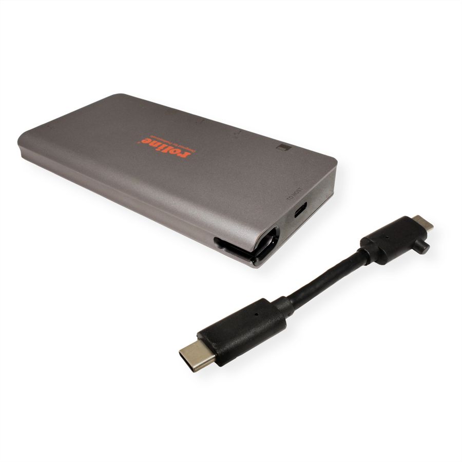 ROLINE USB Typ C Dockingstation, HDMI 4K, VGA, 2x USB 3.2 Gen 1, LAN, PD, Cardreader