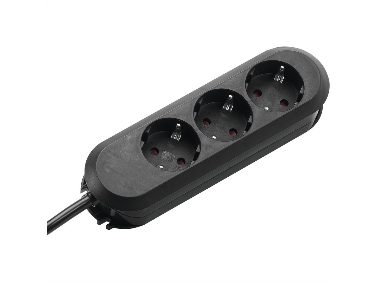 BACHMANN SMART Steckdosenleiste 3x Schutzkontakt, geschraubt, schwarz, 3 m