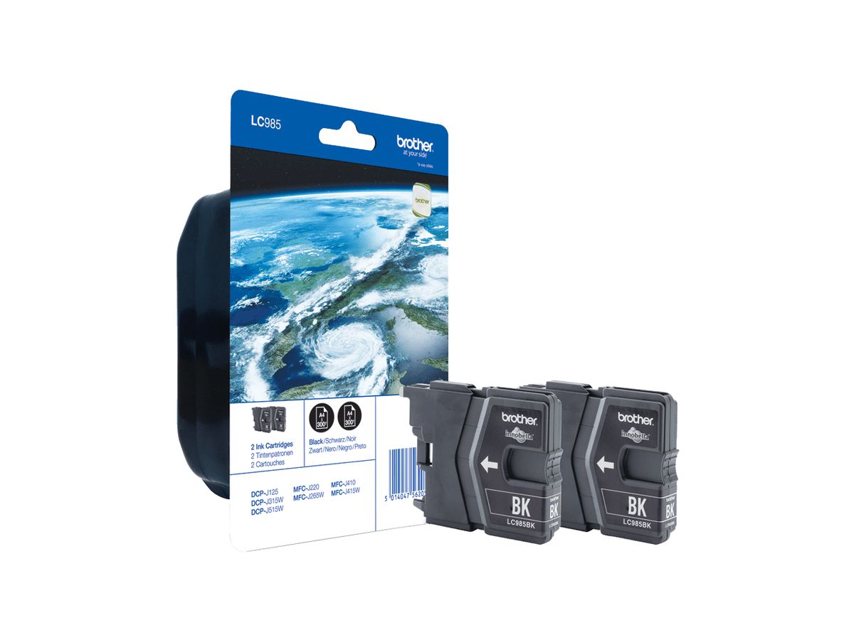 Brother LC-985BKBP2DR Druckerpatrone 2 Stück(e) Original Standardertrag Schwarz