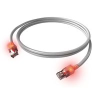 EasyLan DualBoot LED Patchkabel RJ45 S/FTP Cat.6A (Class EA), mit saCon Stecker, LSOH, grau, 0,5 m