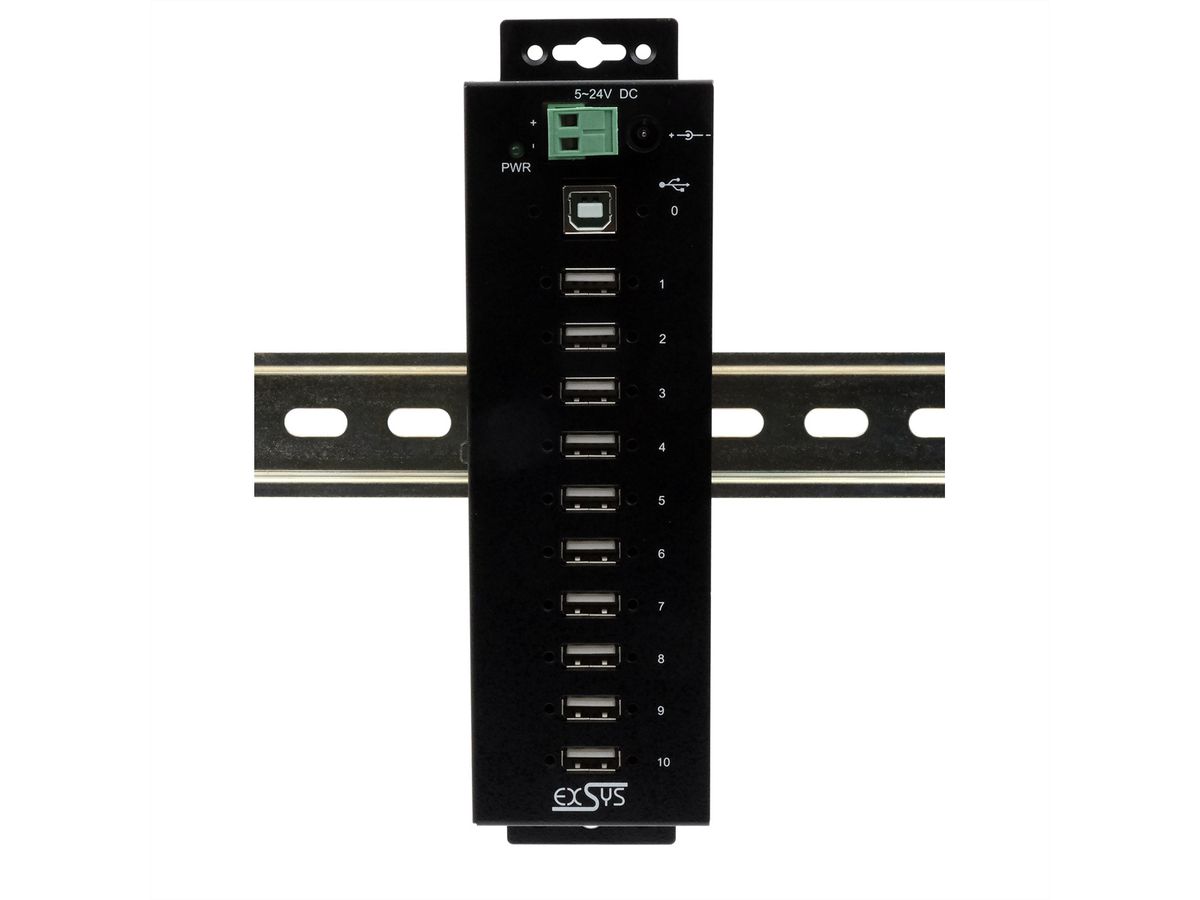 EXSYS EX-1170HMVS 10 Port USB 2.0 Metall HUB, 15KV Surge Protection