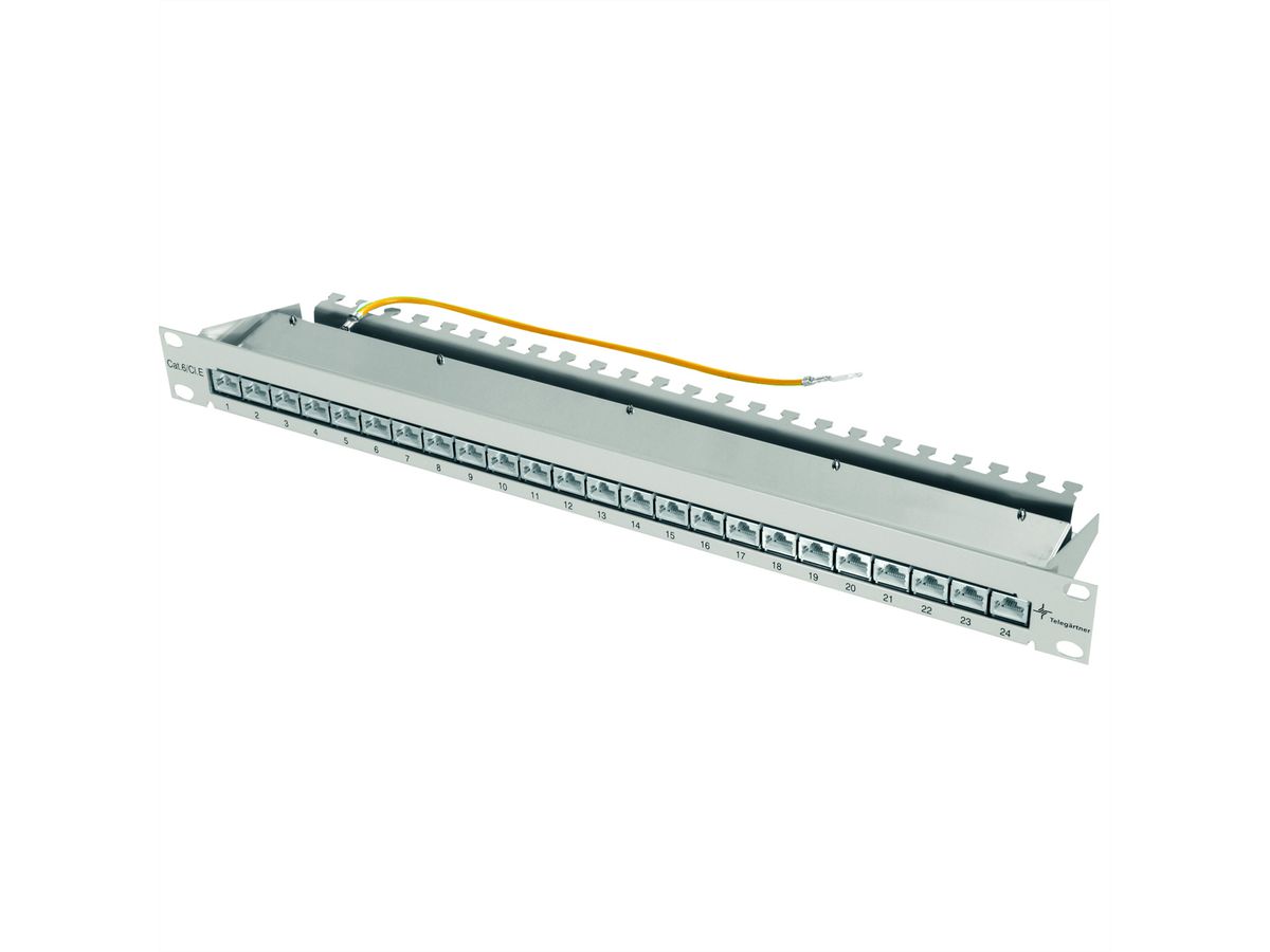TELEGÄRTNER 19" Patch Panel geschirmt,1HE, RAL 7035, MPP24-HS K Class EA 500 1HE, RAL 7035
